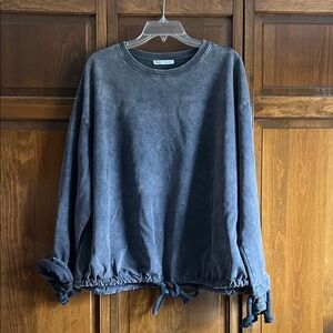 Zara Gray/periwinkle Sweatshirt with Drawstring Hem